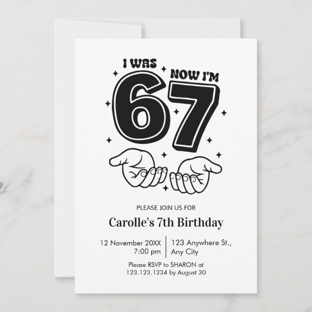 Invitación Trendy Six Year Old Funny 7th Birthday (Anverso)