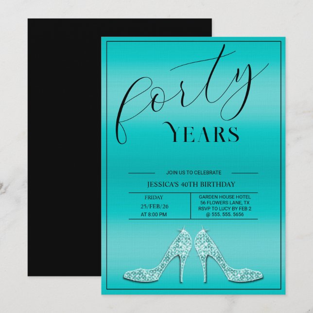 Invitación Trendy Stiletto's Modern Feminine 40th Birthday (Anverso / Reverso)