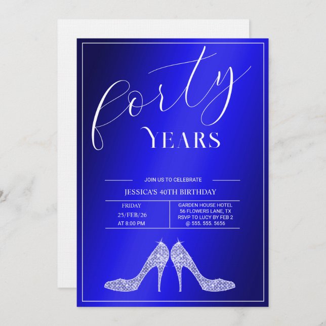 Invitación Trendy Stiletto's Modern Feminine 40th Birthday (Anverso / Reverso)