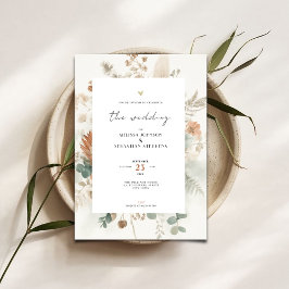 Invitación Trendy Terracotta Flowers Wedding Invitation
