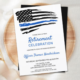 Invitación Trendy Thin Blue Line Police Officer Retirement