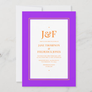Invitación Trendy Typography Purple, Orange & Yellow Wedding