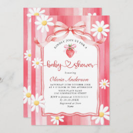 Invitación Trendy Watercolor Meadow Strawberry Baby Shower