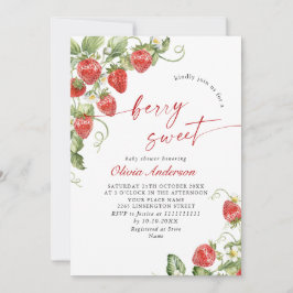 Invitación Trendy Watercolor Meadow Strawberry Baby Shower