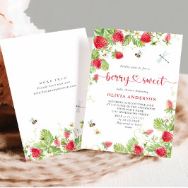 Invitación Trendy Watercolor Meadow Strawberry Baby Shower