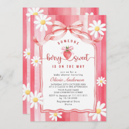 Invitación Trendy Watercolor Meadow Strawberry Baby Shower