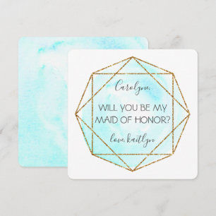 Invitación Trendy Waterecolor Diamond   Sea Mi Mujer De Honor
