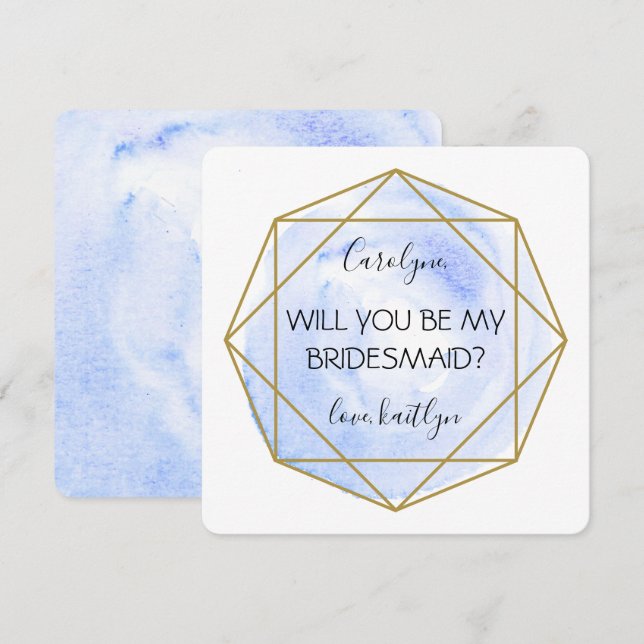Invitación Trendy Waterecolor Diamond | Ser mi novia (Anverso / Reverso)