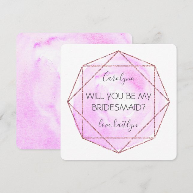 Invitación Trendy Waterecolor Diamond | Ser mi novia (Anverso / Reverso)