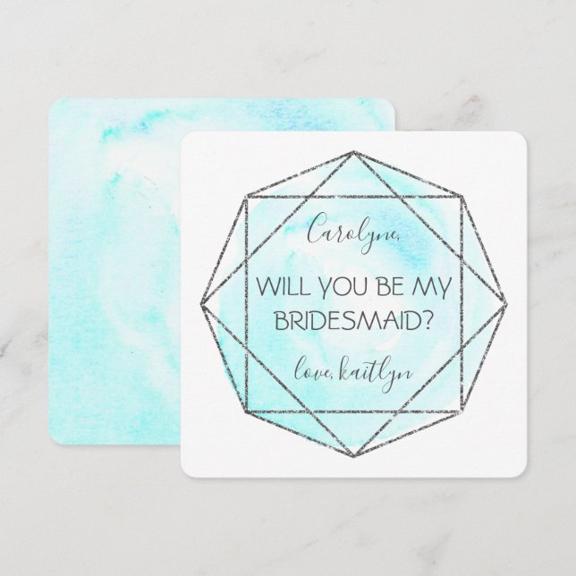 Invitación Trendy Waterecolor Diamond | Ser mi novia (Anverso / Reverso)