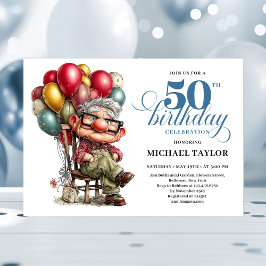Invitación Trendy Whimsical Man 50th Birthday Funny Humor