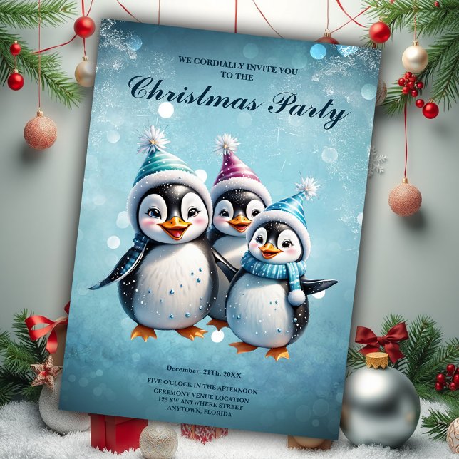Invitación Tres adorables pingüinos (Subido por el creador)