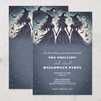 Tres brujas en la fiesta de Halloween de la noche