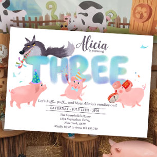 Invitación Tres Cerditos   Libro del Lobo Malo