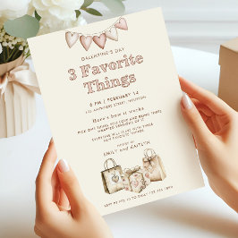 Invitación Tres cosas favoritas Cream Galentines Fiesta
