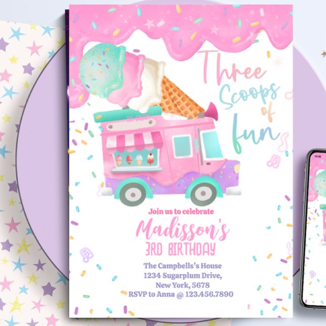 Invitación Tres Cucharadas De Diversión Cumpleaños 3 (Subido por el creador)