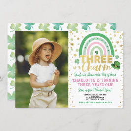 Invitación Tres es un encanto el tercer cumpleaños de la foto