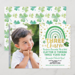 Invitación Tres es un encanto el tercer cumpleaños de la foto