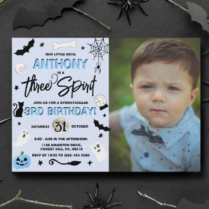 Invitación Tres Espíritu! Foto del tercer cumpleaños de Boys 