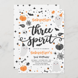 Invitación Tres Espíritus Aburridos De Halloween Tercer Cumpl