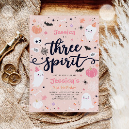 Invitación Tres Espíritus Aburridos De Halloween Tercer Cumpl