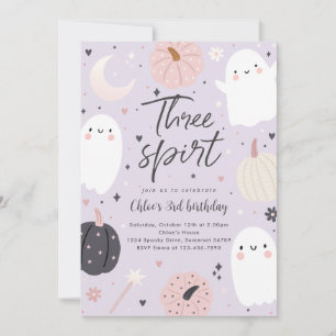 Invitación Tres Espíritus Boho Halloween Fantasma Tercer cump