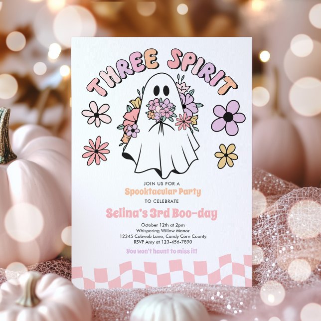 Invitación Tres Espíritus Halloween Fantasma Floral Tercer cu (Subido por el creador)