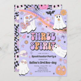 Invitación Tres Espíritus Halloween Groovy Fantasma Tercer cu