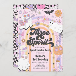 Invitación Tres Espíritus Halloween Groovy Fantasma Tercer cu