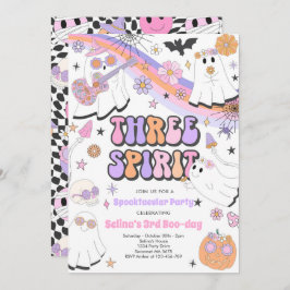 Invitación Tres Espíritus Halloween Groovy Fantasma Tercer cu
