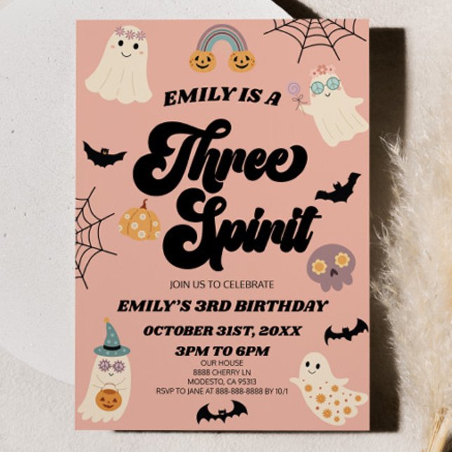 Invitación Tres Espíritus Halloween Tercer Fiesta de Cumpleañ (Subido por el creador)