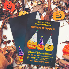Invitación Tres festividades Jack O' Lanterns Cumpleaños de l