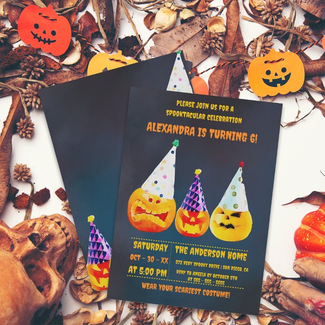 Invitación Tres festividades Jack O' Lanterns Cumpleaños de l (Subido por el creador)