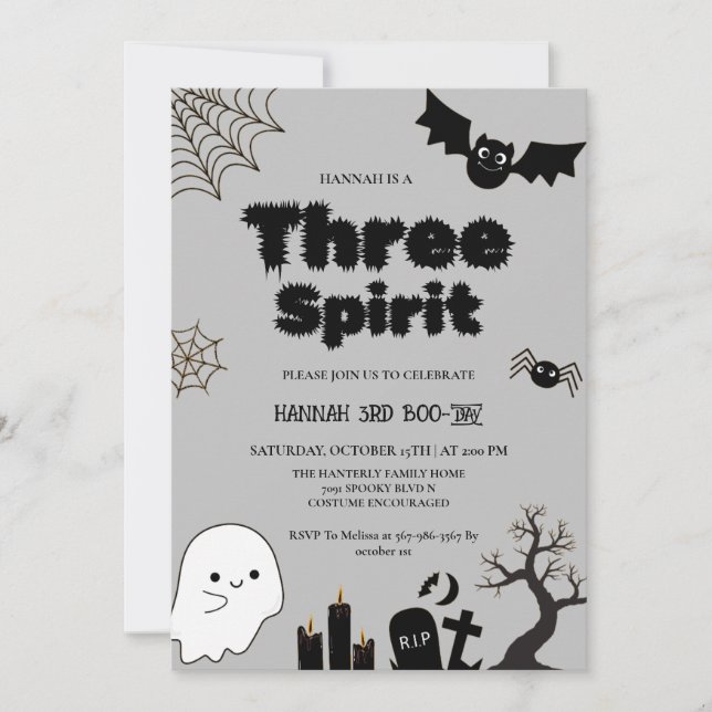 Invitación Tres fiestas de tercer cumpleaños de Spirit Hallow (Anverso)