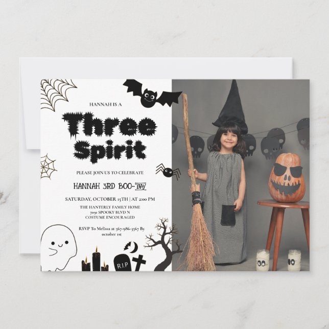 Invitación Tres fiestas de tercer cumpleaños de Spirit Hallow (Anverso)