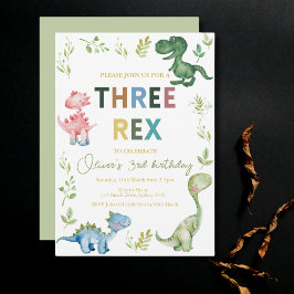 Invitación Tres fiestas de tercer cumpleaños Rex