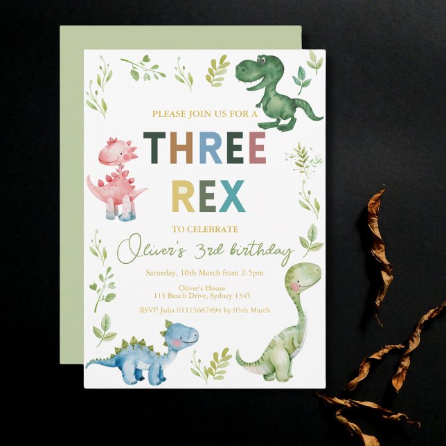 Invitación Tres fiestas de tercer cumpleaños Rex (Subido por el creador)