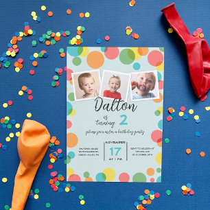 Invitación Tres fotos de la Polka en cualquier cumpleaños de 