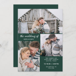 Invitación Tres fotos del verde esmeralda | BODA