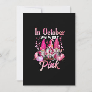 Invitación Tres Gnome Cinta Rosa Conciencia del Cáncer de Sen