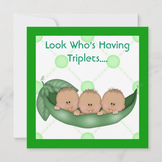 INVITACIÓN TRES GUISANTES EN UN TRÍO DE BABY SHOWER DE LA (Anverso)