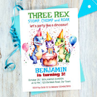 Tres honestos dinosaurios de la fiesta de cumpleañ