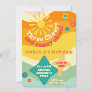 Invitación Tres hurras Cielo soleado, Sol colorido Cumpleaños