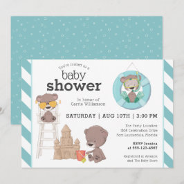 Invitación Tres osos en el Baby Shower Beach Boy