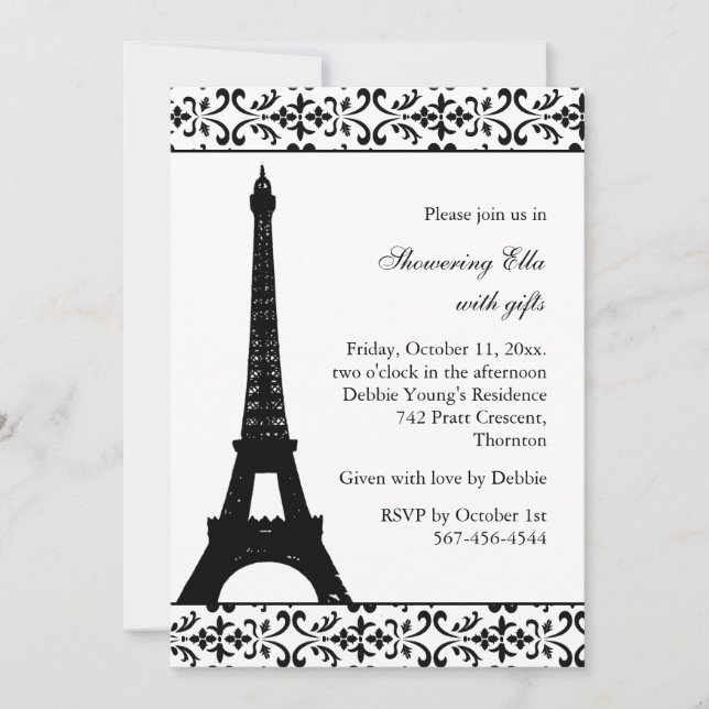 Invitación Tres Paris Bridal Shower (blanco) (Anverso)