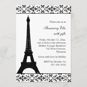 Invitación Tres Paris Bridal Shower (blanco)
