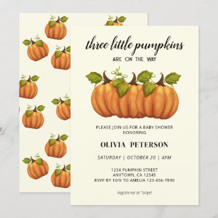 Invitación Tres pequeñas calabazas se caen en Baby Shower