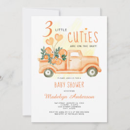 Invitación Tres pequeñas cuties trilliza Baby Shower