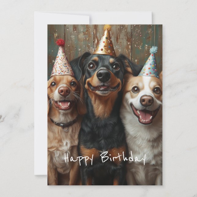 Invitación Tres perros de cumpleaños (Anverso)