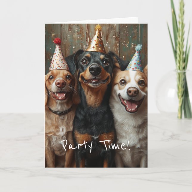 Invitación Tres perros de cumpleaños (Anverso)